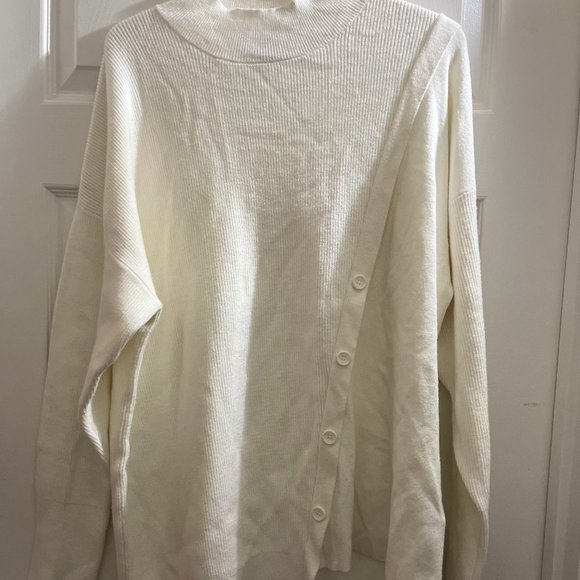 HALOGEN Mock Neck Stitch Mix Sweater - Picture 4 of 5